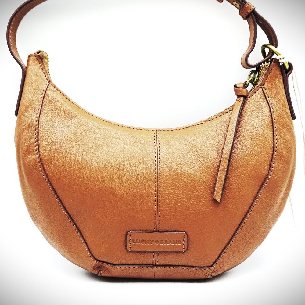 LUCKY BRAND Genuine Honey Tan Color Leather Shouler Bag - Picture 2 of 11